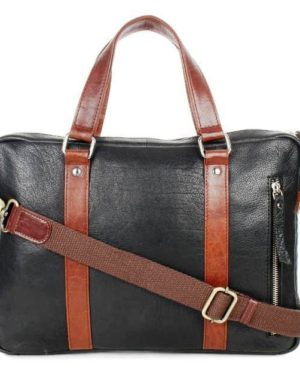 Dark Brown Solid Leather Laptop Bag