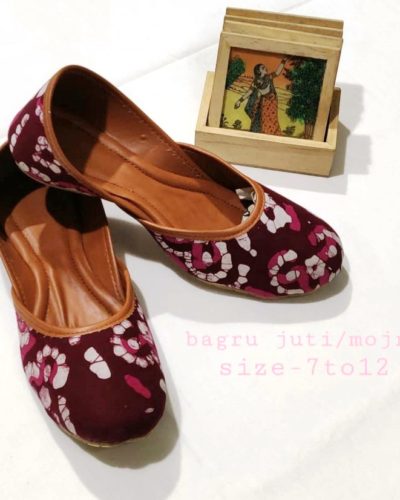 Red Cotton Bagru Printed Juti