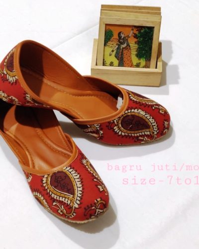 Red Cotton Bagru Printed Juti