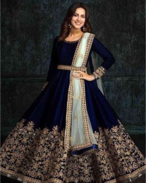 BLUE PARTYWEAR VELVET GWON