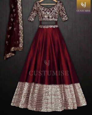 MAROON PARTYWEAR LEHENGHA