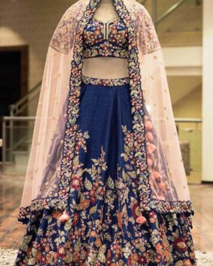 PEACH AND BLUE COLORED LEHENGA CHOLI