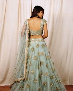 UNIQUE OLIVE GREEN LEHENGA CHOLI
