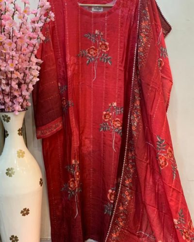 Pure Muslin Suit with beautiful Dupatta