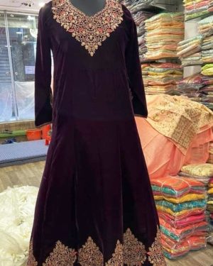 Velevt Embroidery Gown