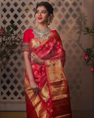 Lichi Silk Red Saree