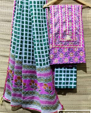 Bagru hand block print with zari gotapatti work Suit