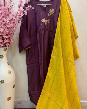 Pure muslin self thread suit