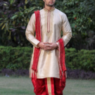 Occasion Wear red Kurta with Dhoti - Image 2