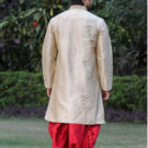 Occasion Wear red Kurta with Dhoti - Image 3