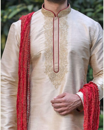 Occasion Wear red Kurta with Dhoti