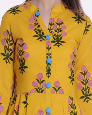 Floral Print Rayon A-Line Kurta.