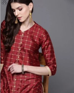 Maroon Printed Kurta With Palazzo