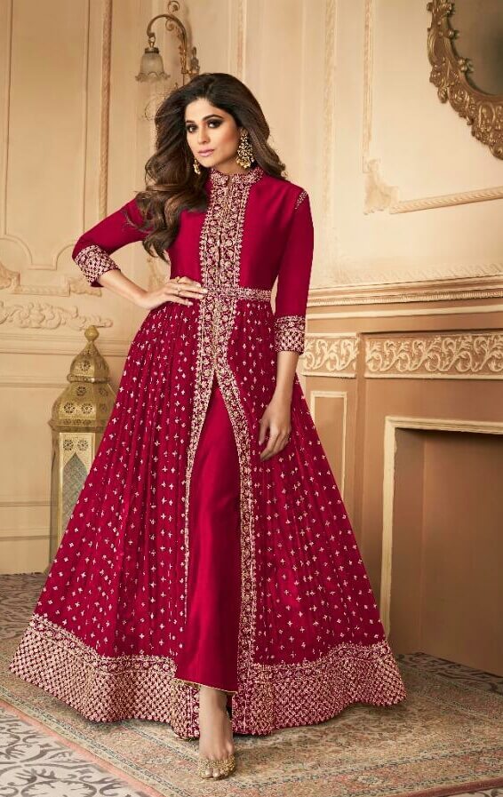 Maroon Anarkali Suit With Narzling Duptta Noble House Creations