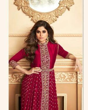 Maroon Anarkali Suit With Narzling Duptta