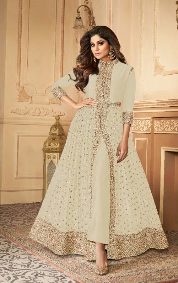 Off White Anarkali Suit With Narzling Duptta Noble House Creations
