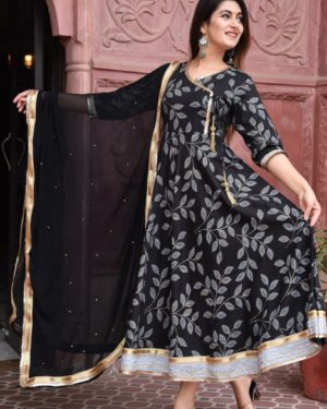 BLACK COLOUR GOTA WORK KURTA SET