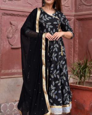 BLACK COLOUR GOTA WORK KURTA SET