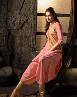 Pretty Peach Linen Cotton Casual Wear Top