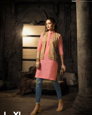 Pretty Peach Linen Cotton Casual Wear Top