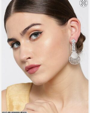 Priyaasi Rose Gold-Toned Gunmetal-Plated Ad-Studded Handcrafted Contemporary Drop Earrings.